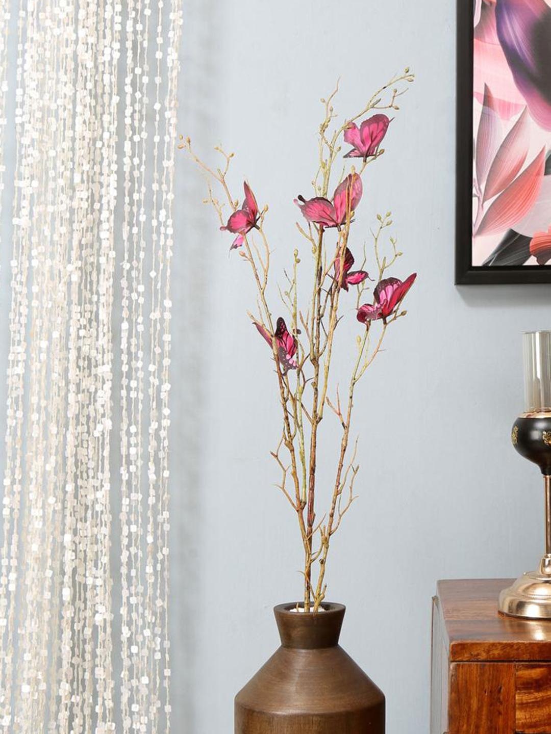 

Athome by Nilkamal Red & Brown Filler Butterfly Artificial Flower Without Pot