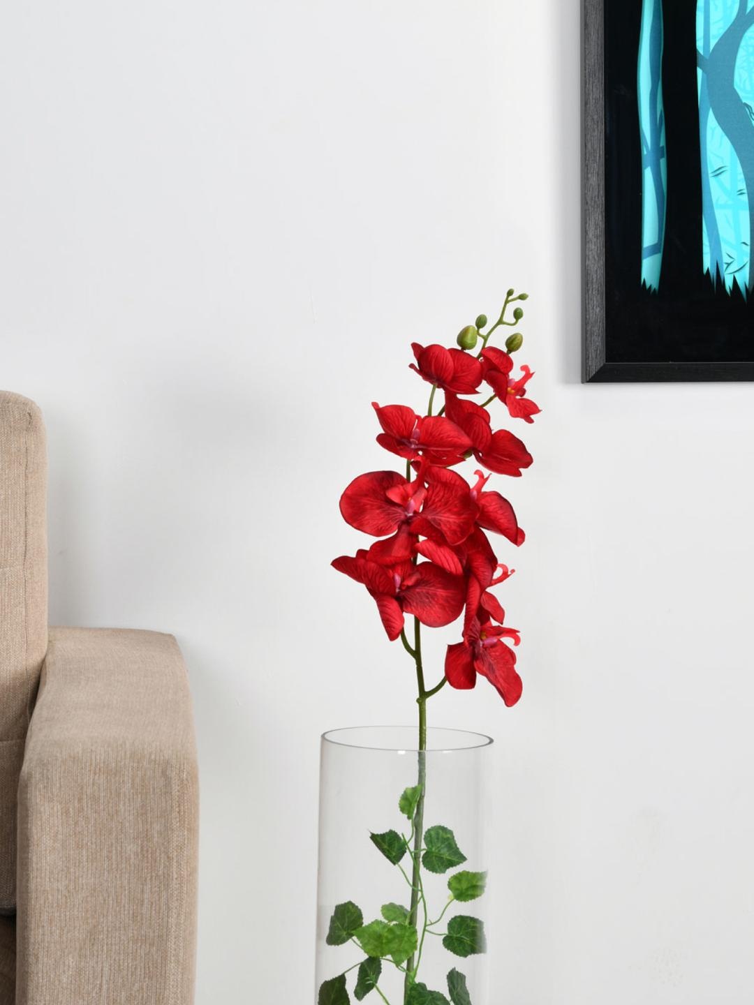 

Athome by Nilkamal Red & Green Artificial Orchid Butterfly Stick Flower