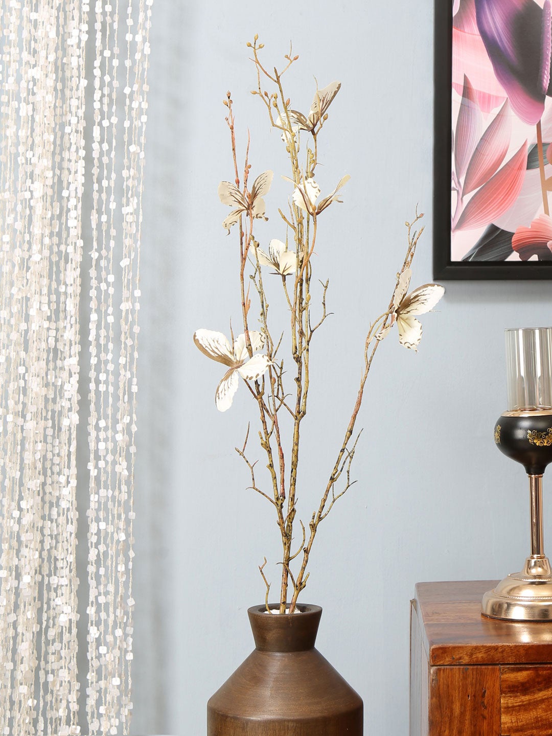 

Athome by Nilkamal White & Beige Artificial Filler Butterfly Flower