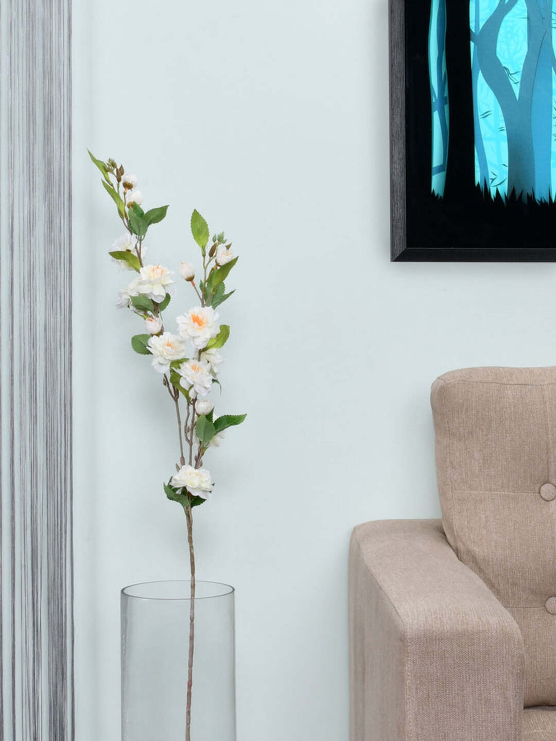 

Athome by Nilkamal White & Green Artificial Stick Hawthorn Flower