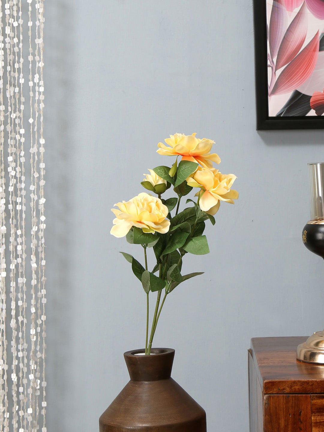 

Athome by Nilkamal Yellow & Green Stick Rose Bush Artificial Flower