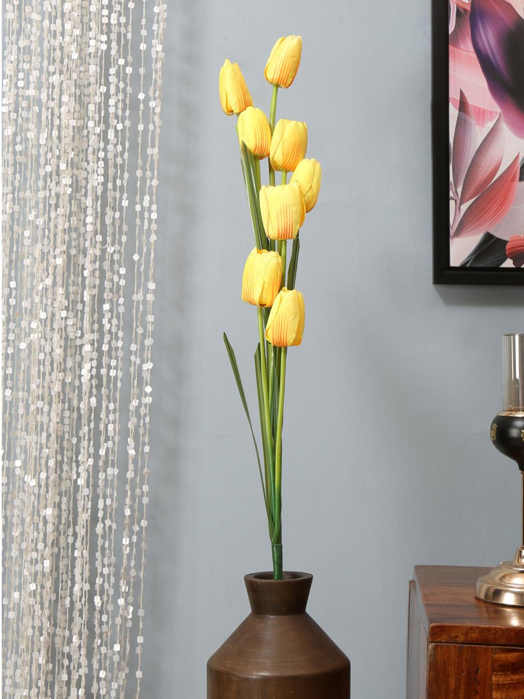 

Athome by Nilkamal Yellow & Green Artificial Stick Tulip Flower