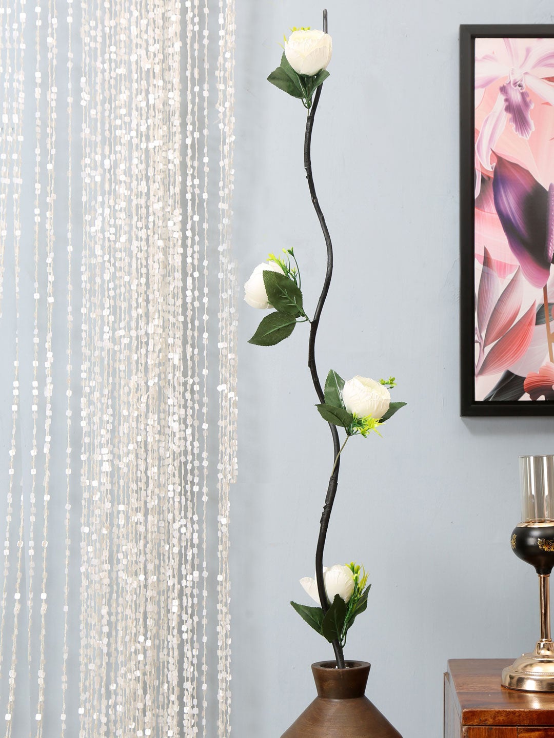 

Athome by Nilkamal White & Green Artificial Tulip Stick Flower Without Pot