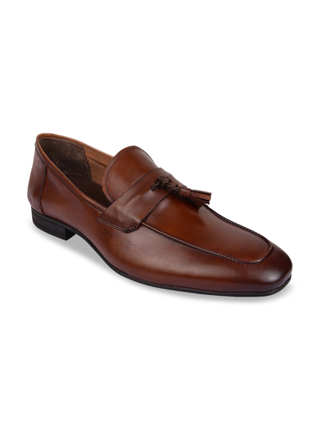 

Regal Men Tan Brown Solid Leather Formal Taselled Loafers