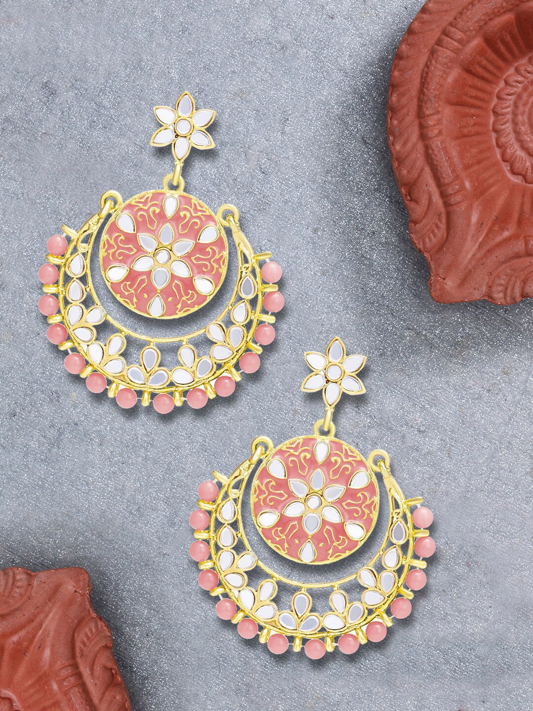 

LIVE EVIL Women Pink Contemporary Chandbalis Earrings