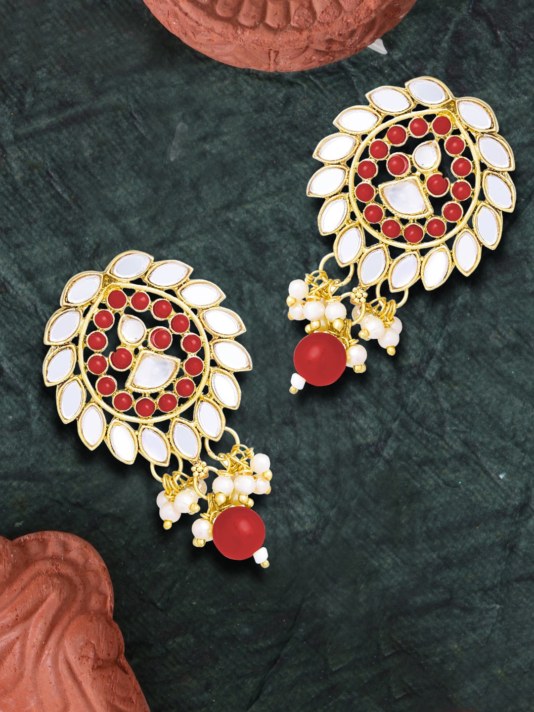 

LIVE EVIL Red Contemporary Jhumkas Earrings