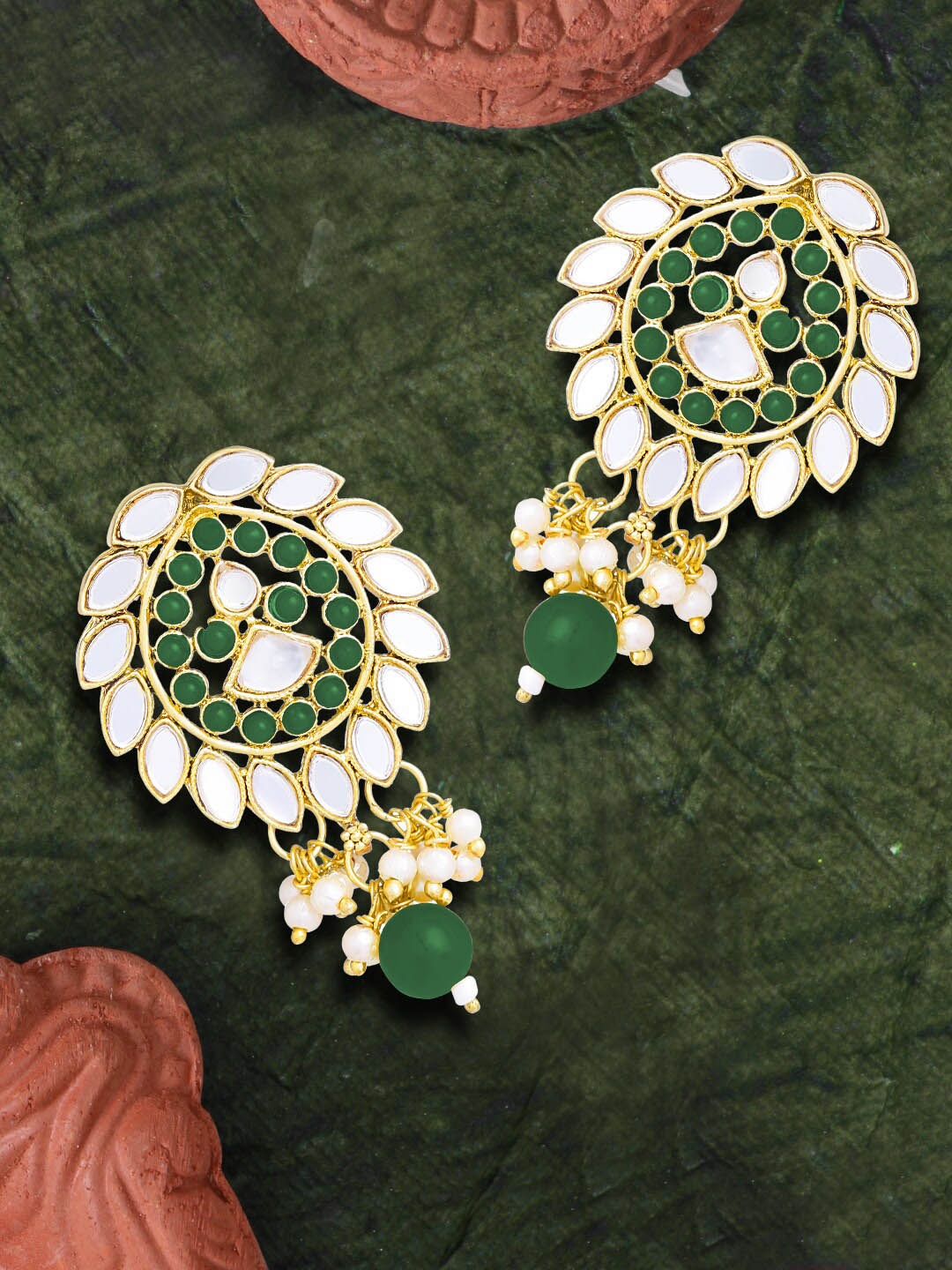 

LIVE EVIL Women Green Contemporary Hoop Earrings
