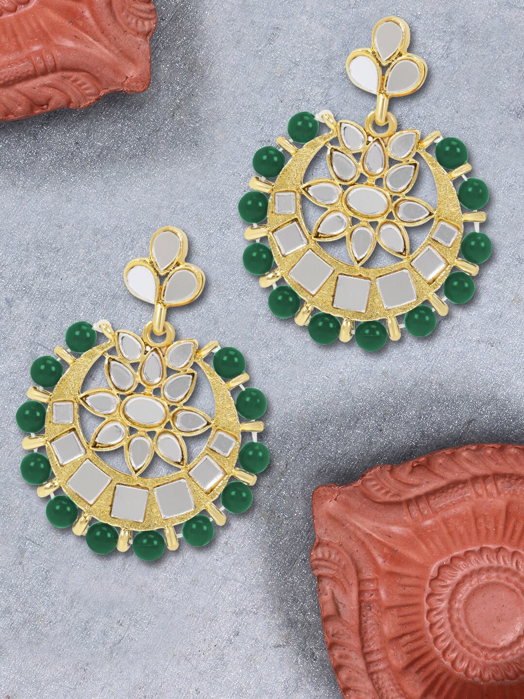

LIVE EVIL Women Green Contemporary Chandbalis Earrings