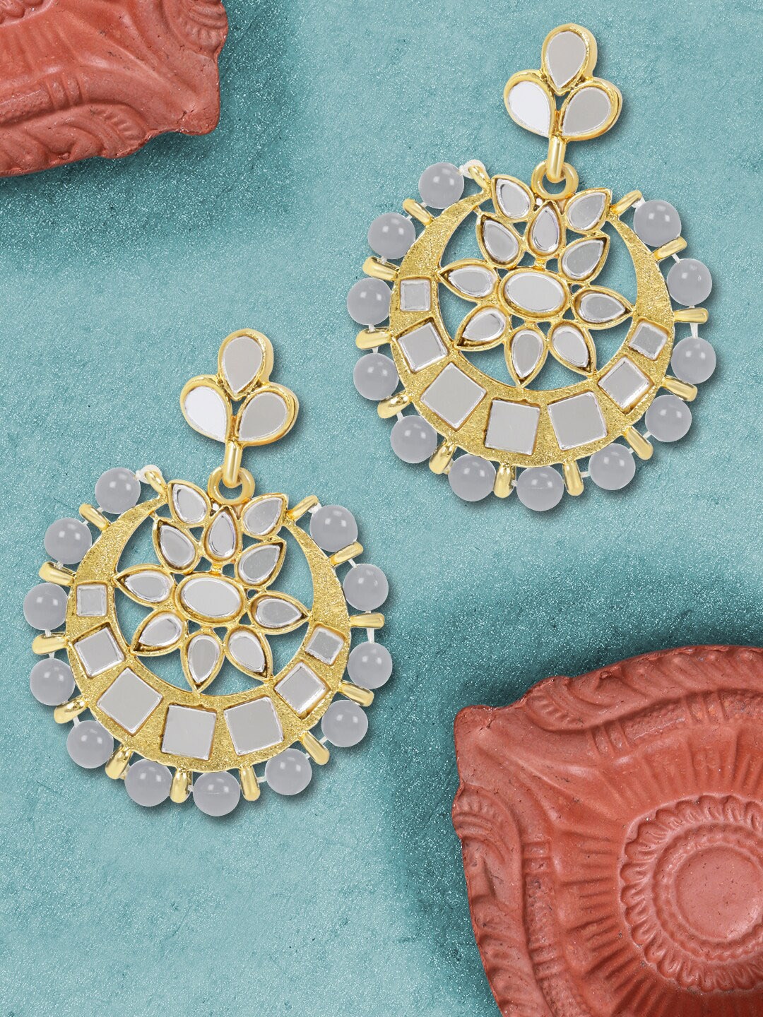 

LIVE EVIL Grey Contemporary Chandbalis Earrings