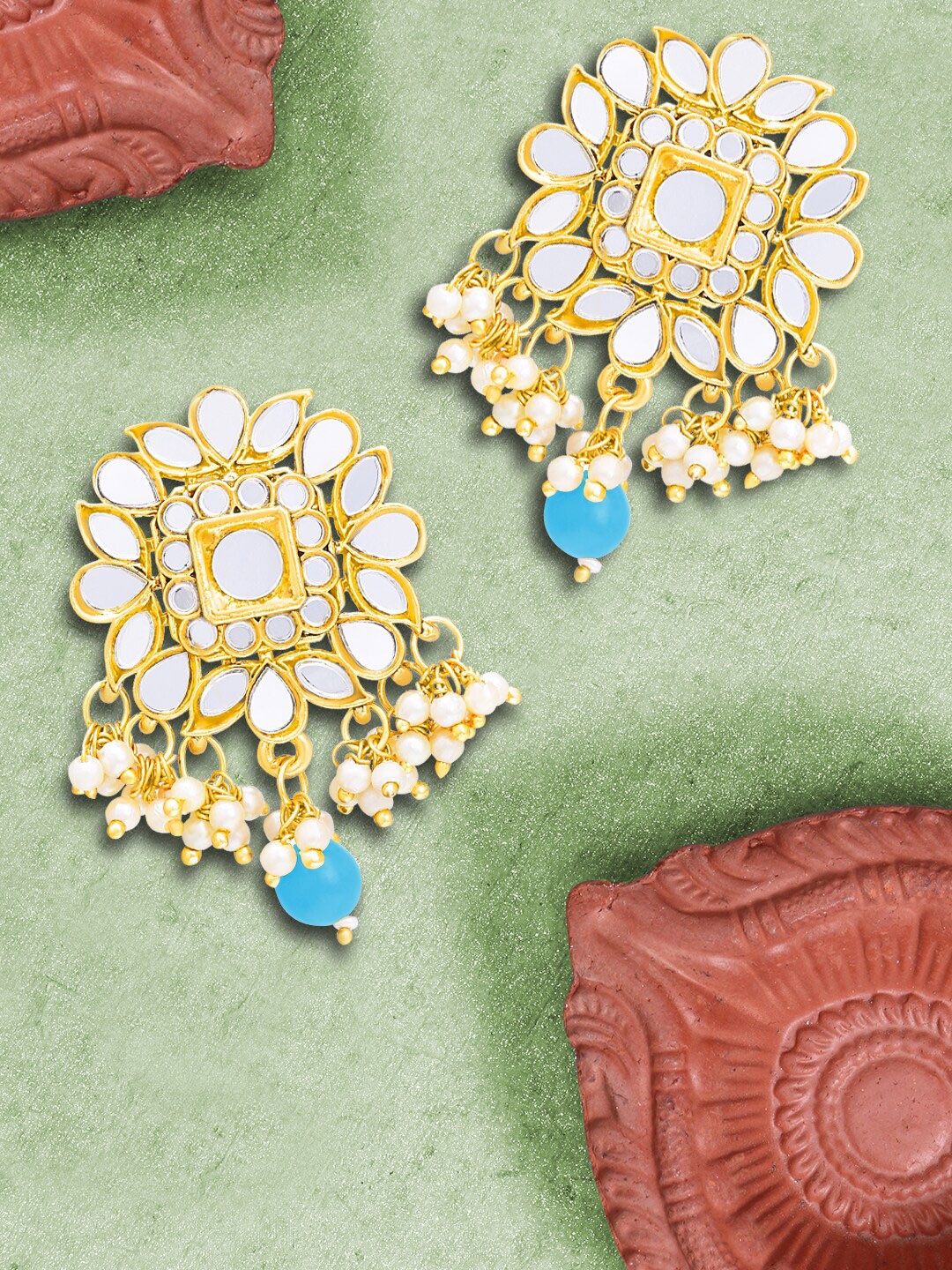 

LIVE EVIL Women Turquoise Blue Contemporary Drop Earrings