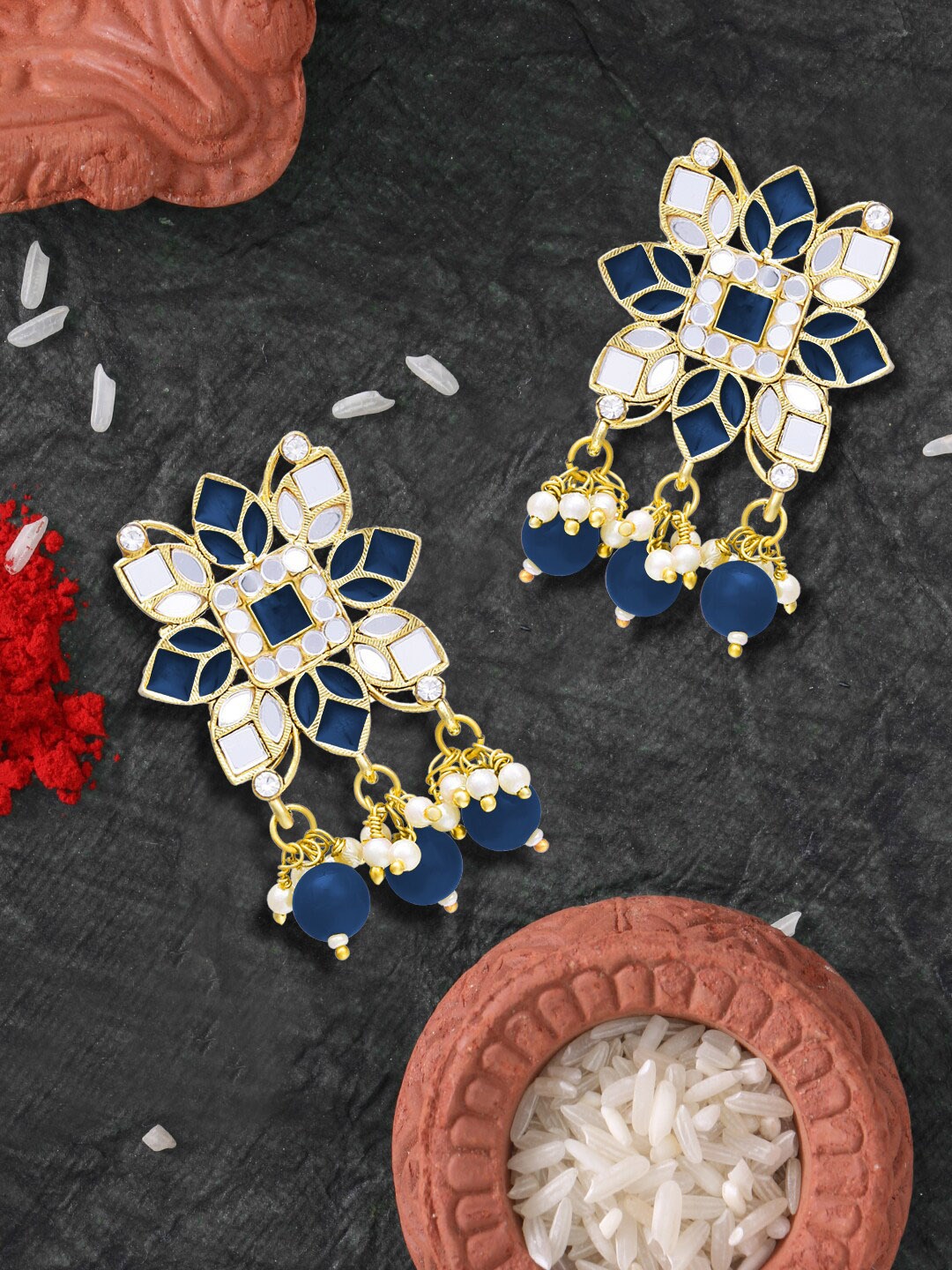 

LIVE EVIL Women Navy Blue Contemporary Studs Earrings