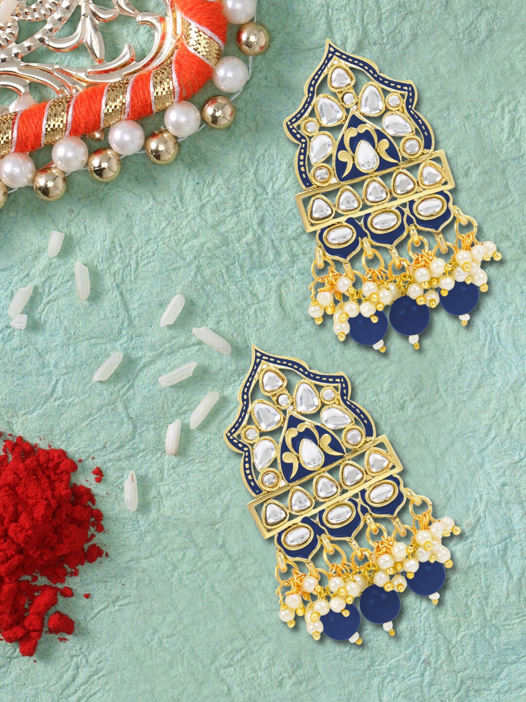 

LIVE EVIL Navy Blue Contemporary Jhumkas Earrings