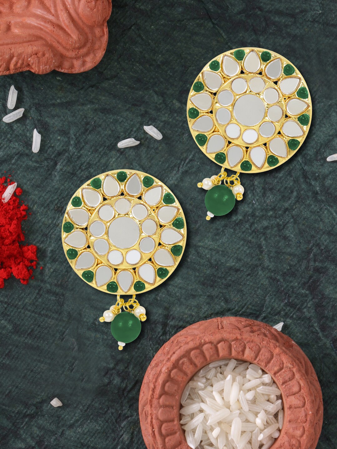 

LIVE EVIL Green Contemporary Studs Earrings
