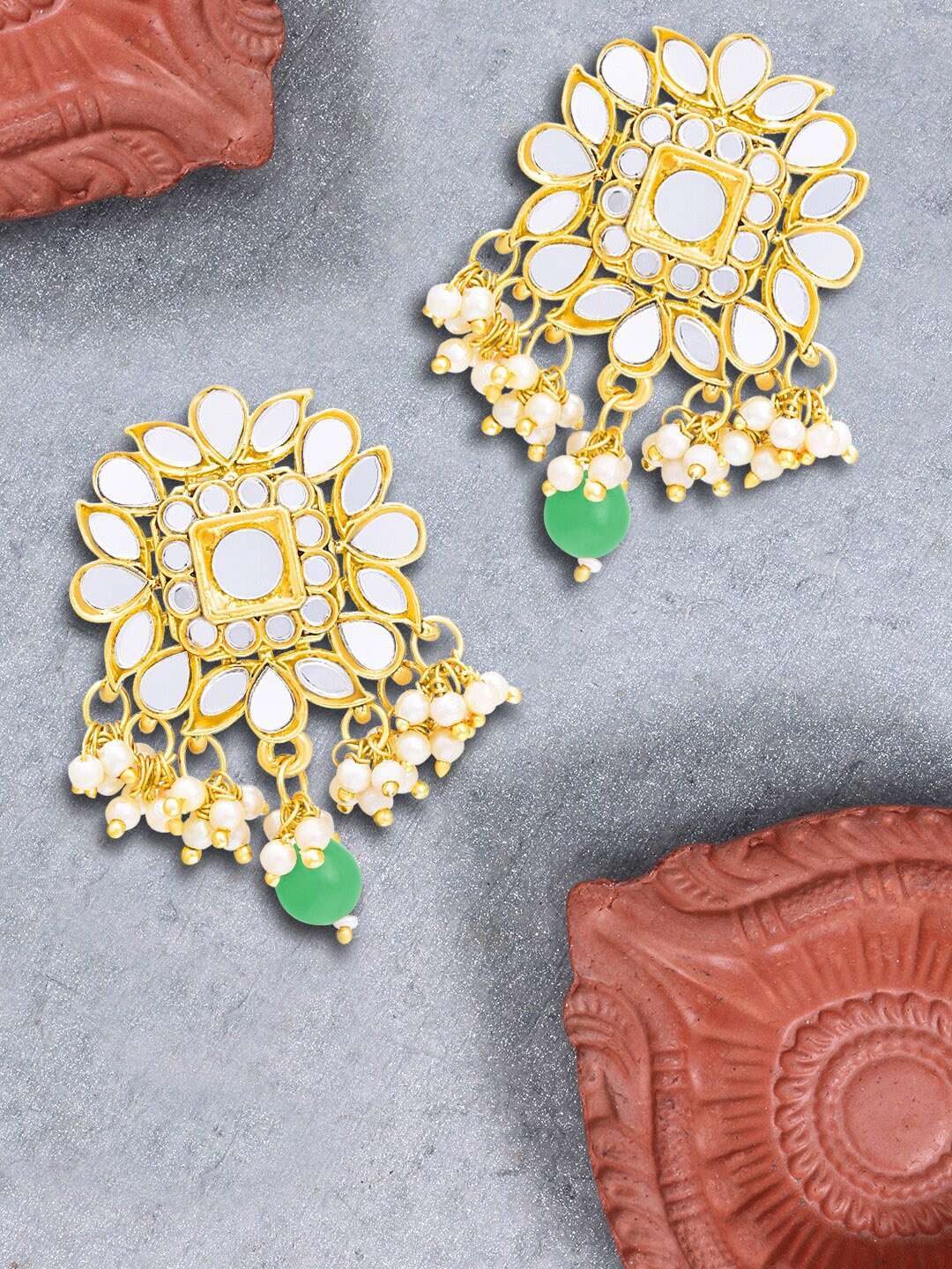 

LIVE EVIL Women Green Contemporary Drop Earrings