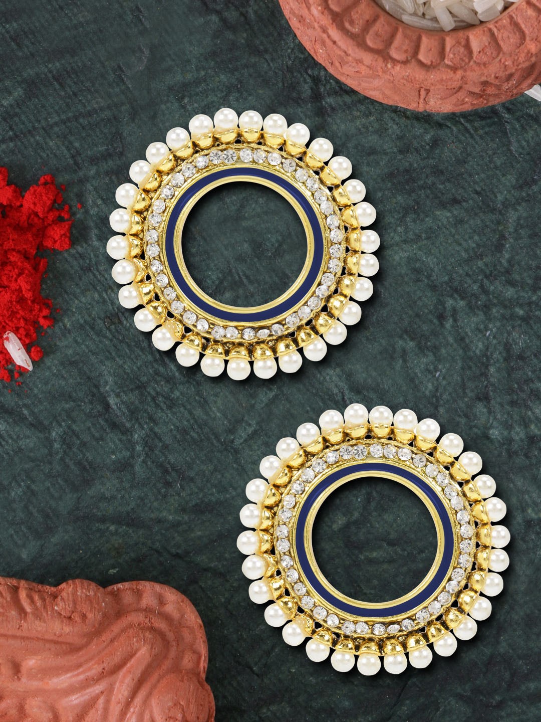 

LIVE EVIL Women Navy Blue Contemporary Jhumkas Earrings