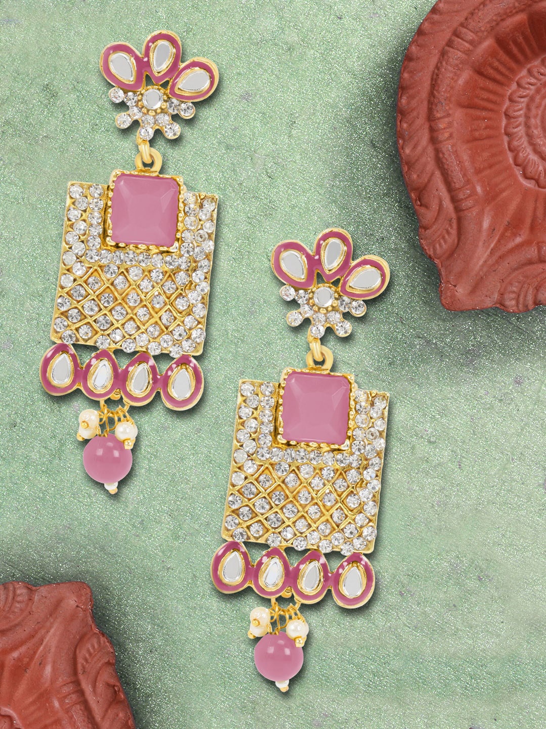 

LIVE EVIL Women Pink Contemporary Drop Earrings