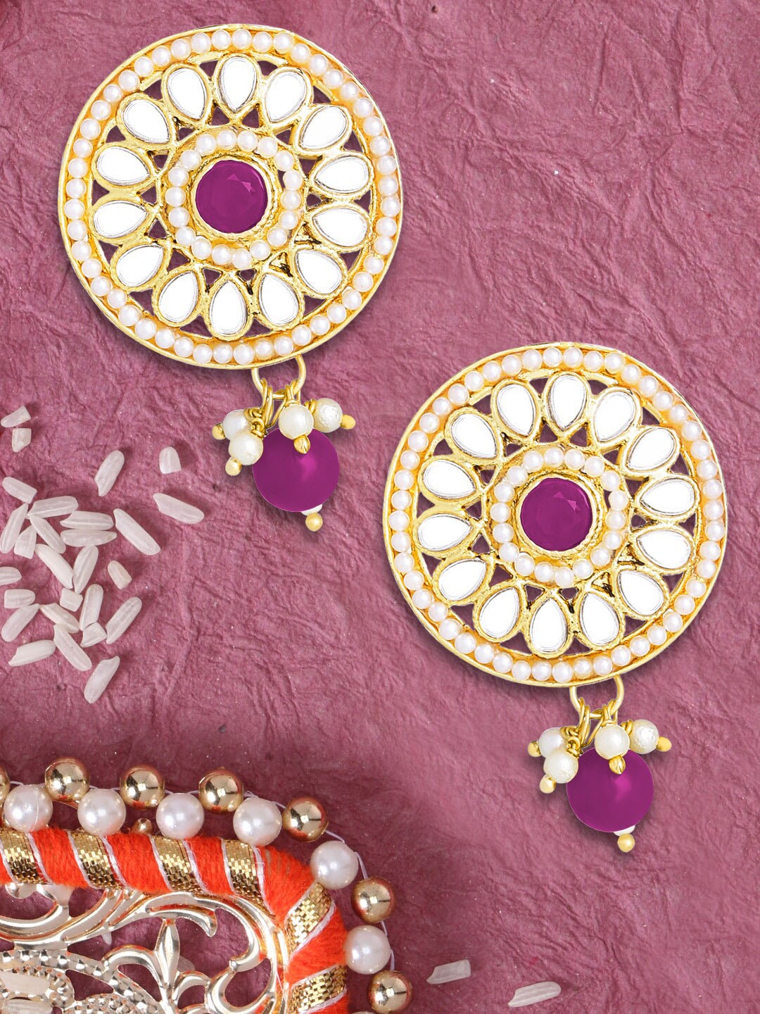 

LIVE EVIL Women Magenta Contemporary Studs Earrings