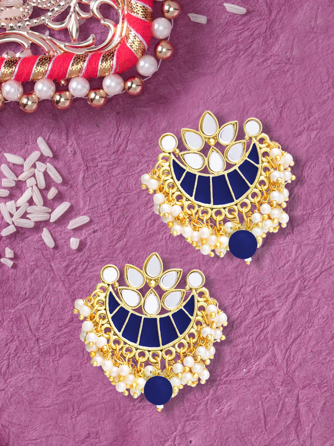 

LIVE EVIL Navy Blue Contemporary Chandbalis Earrings
