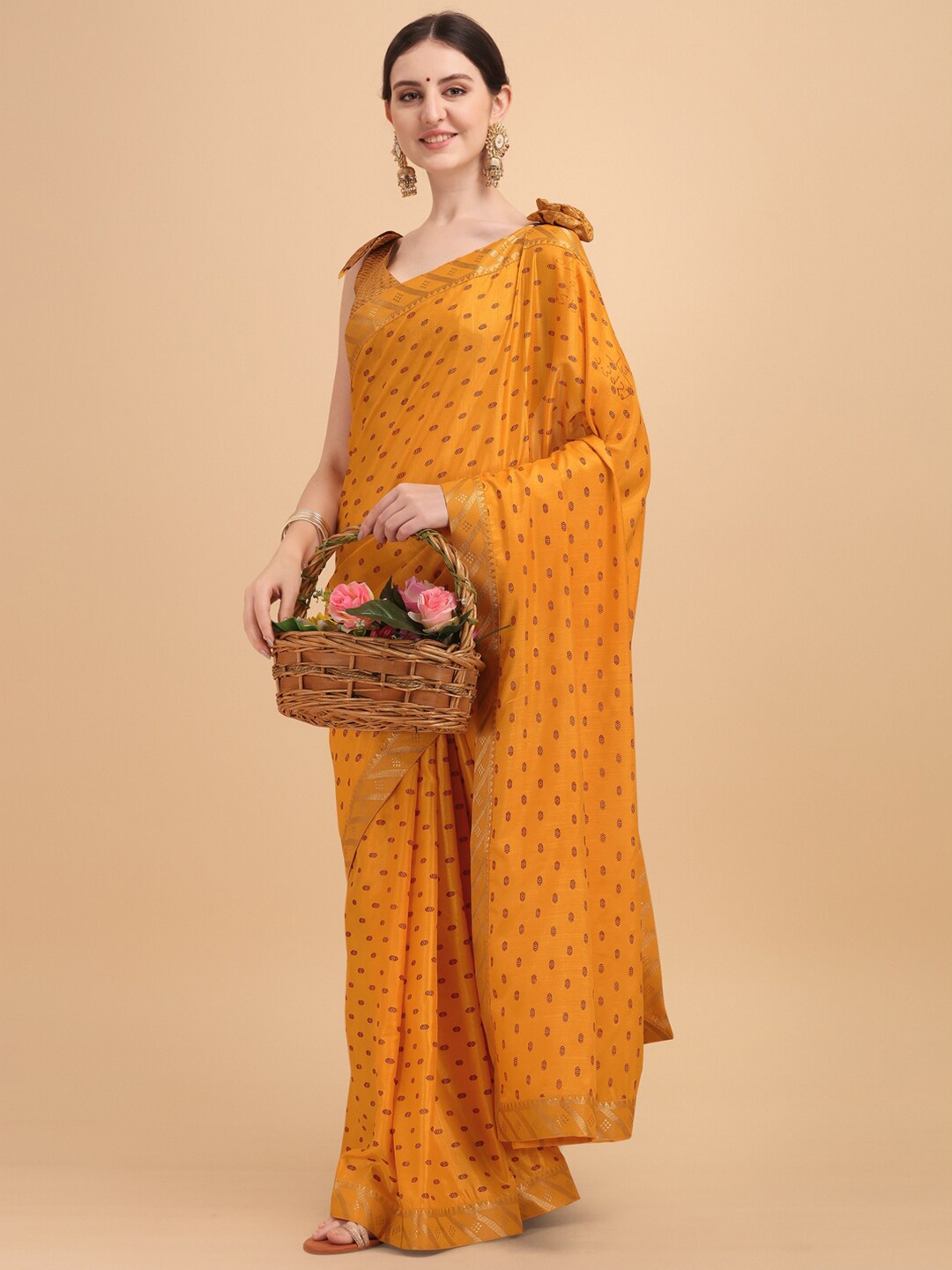 

KALINI Yellow & Red Woven Design Silk Blend Saree