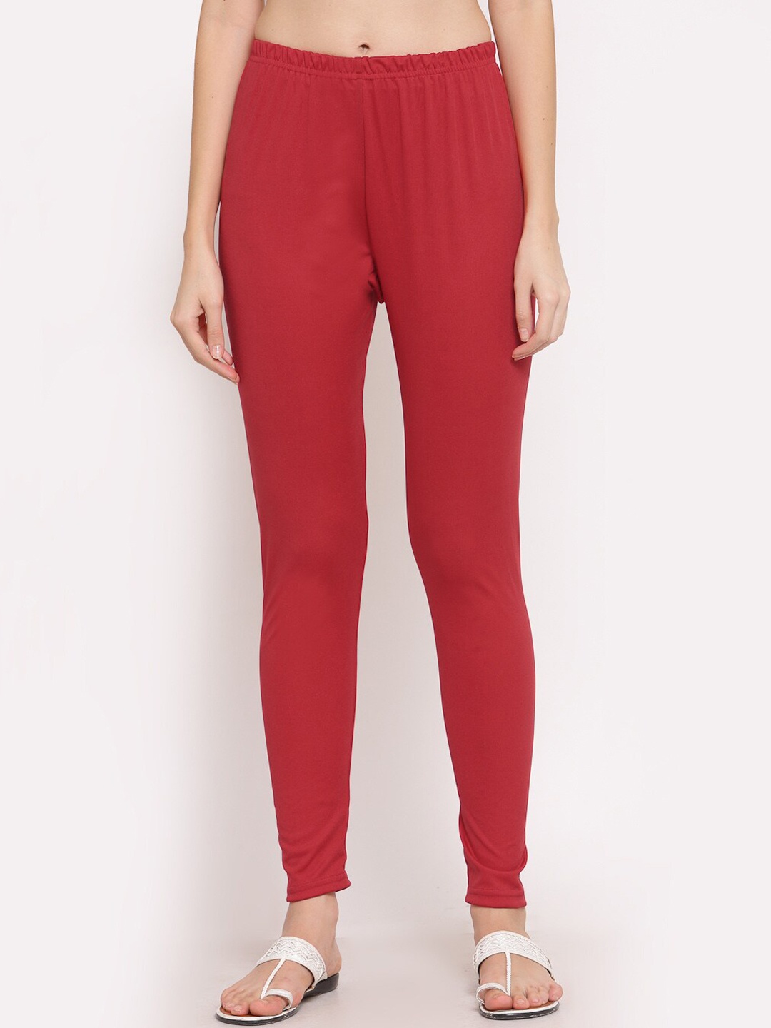 

KLOTTHE Women Red Solid Ankle-Length Leggings