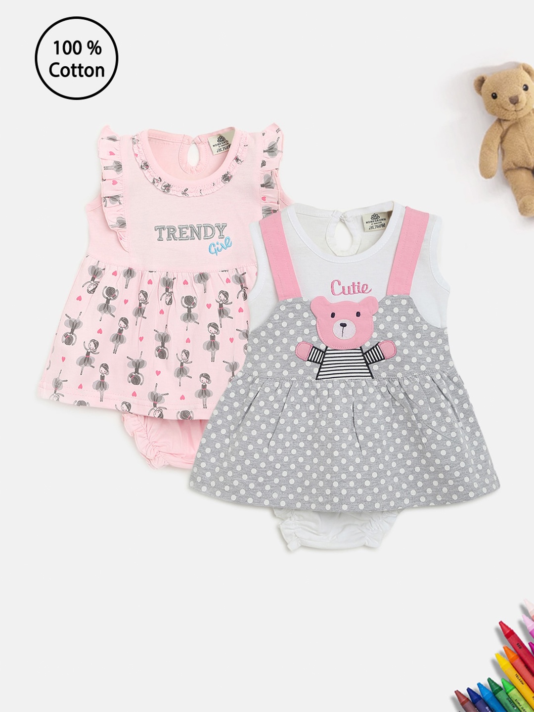 

HOMEGROWN Girls Grey & Pink Applique A-Line Dress