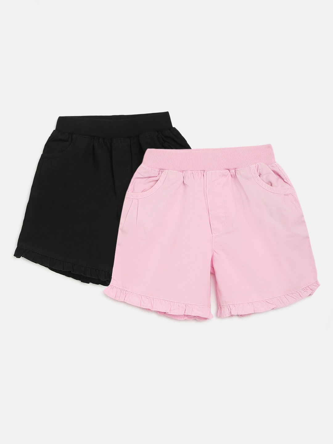 HOMEGROWN Girls Pack of 2 Pink & Black Outdoor Shorts
