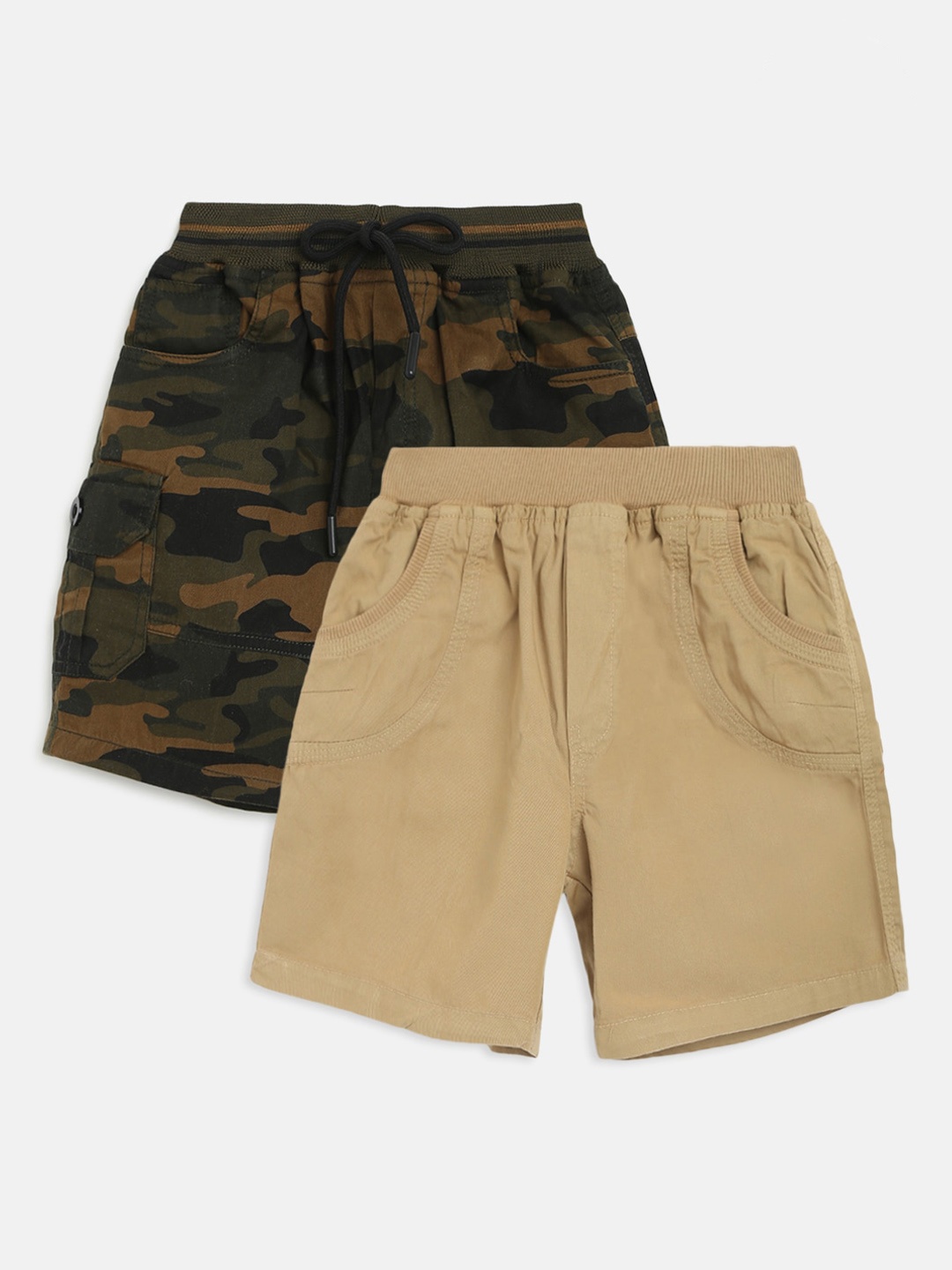 

HOMEGROWN Boys Olive Green & Brown Camouflage Outdoor Shorts