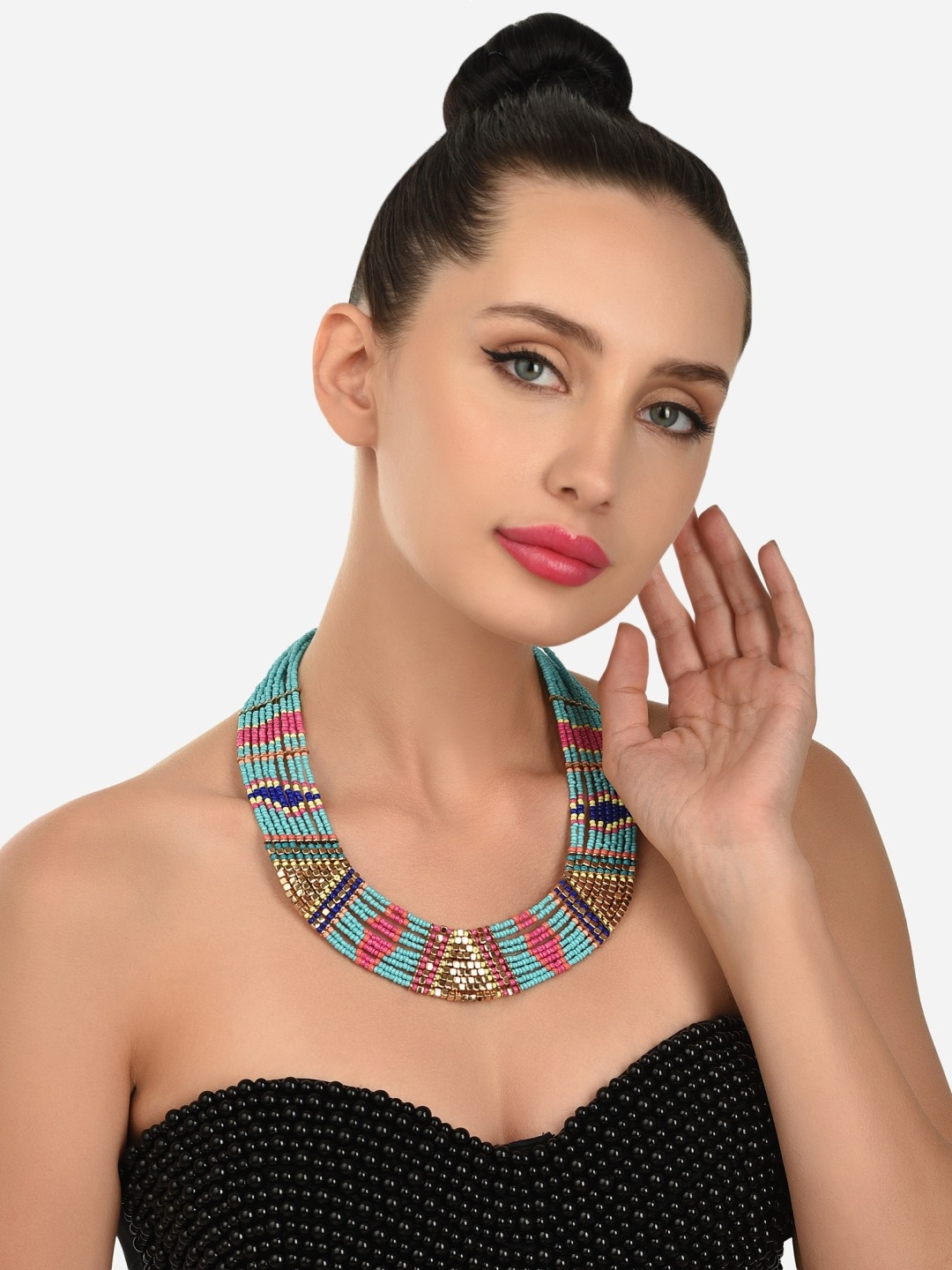 

AMI Multicoloured Beaded Contemporary Bohemian Necklace, Blue