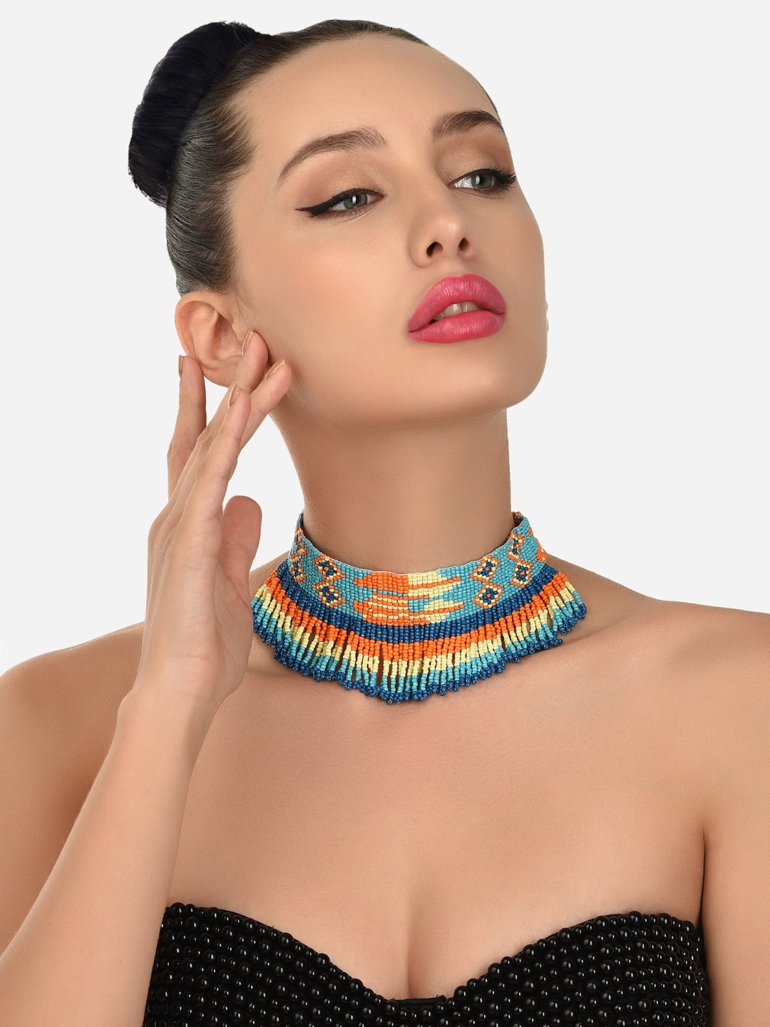 

AMI Blue & Orange Choker Necklace