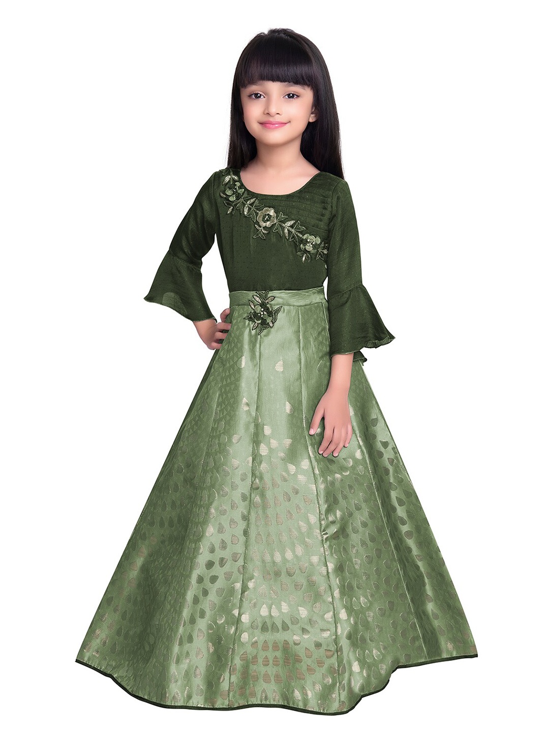 

BETTY Green Floral Georgette Maxi Dress