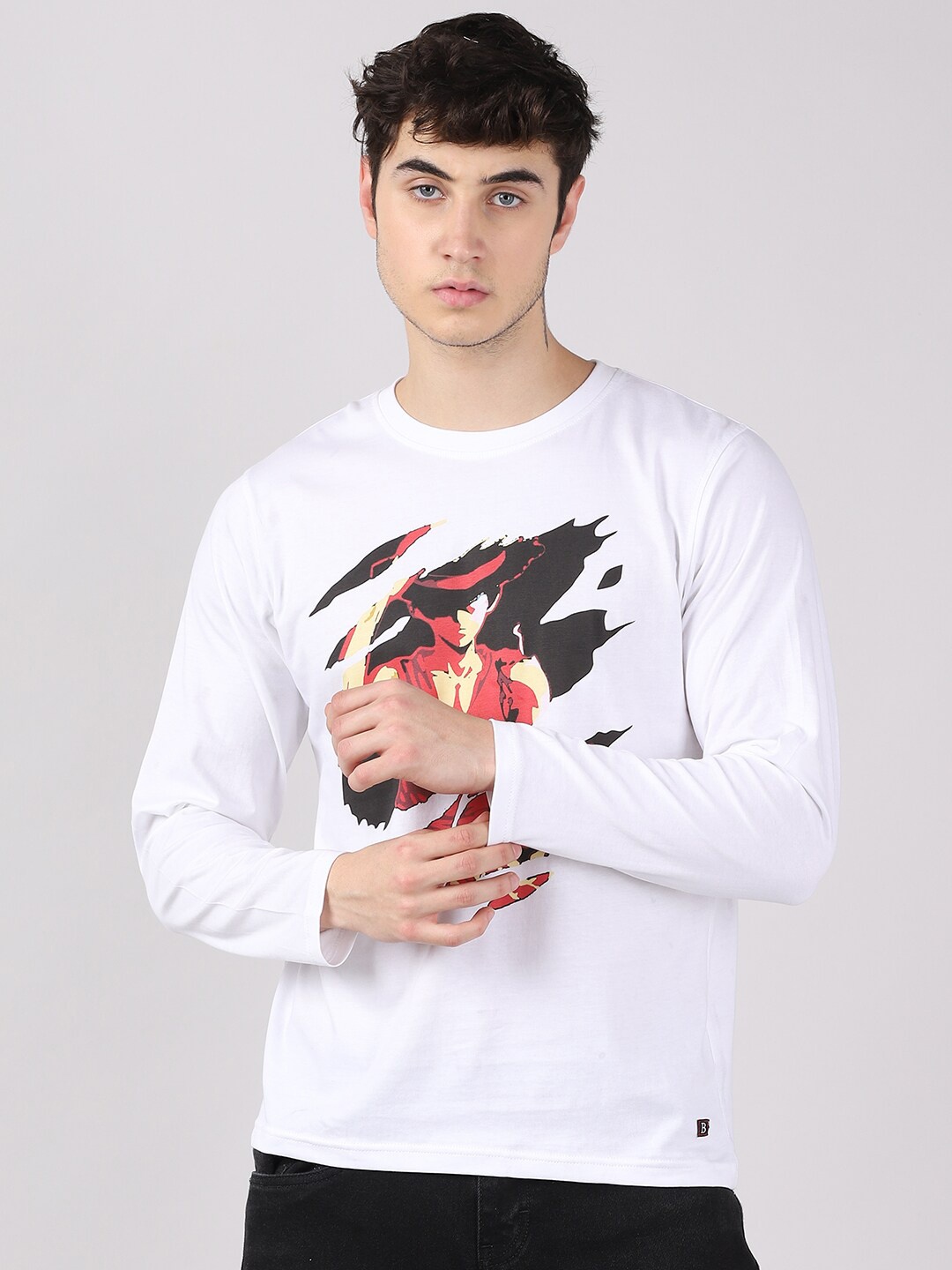 

Bushirt Men White Monkey D Luffy Printed T-shirt