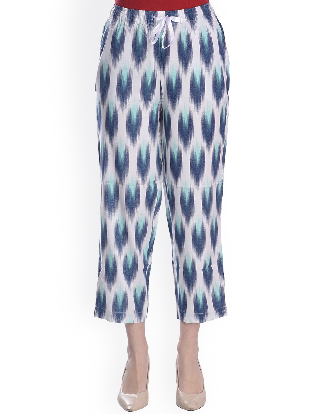 

Style SHOES Women White & Green Printed Cotton Lounge Pants