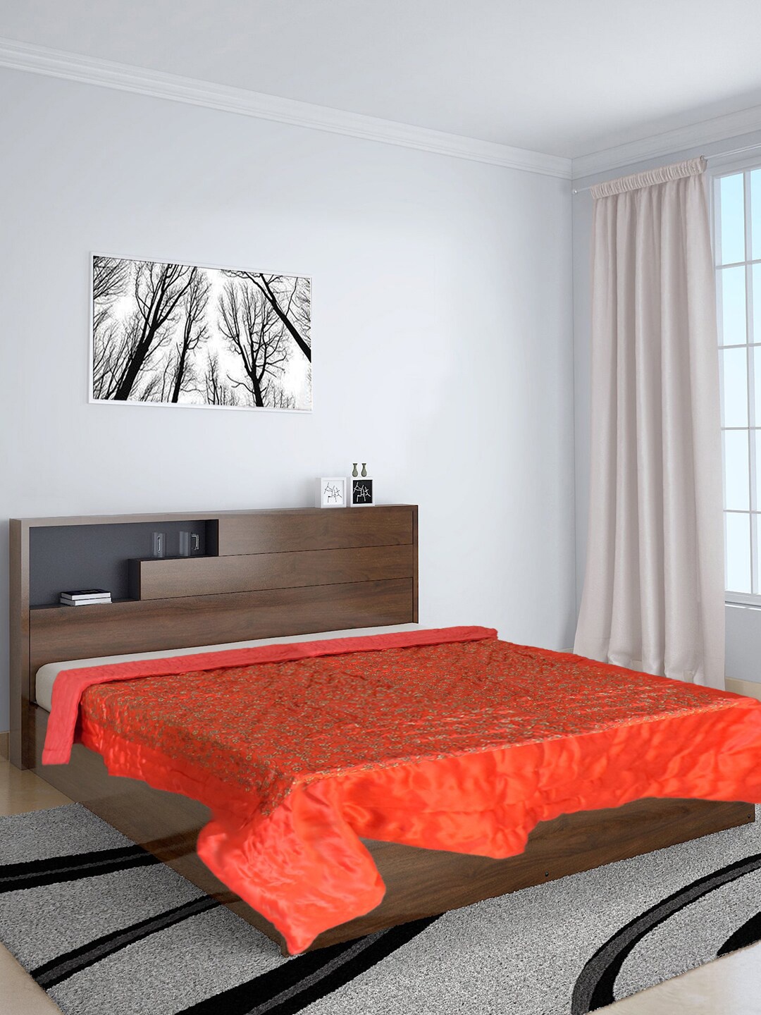 

Kuber Industries Red & White Floral Mild Winter 300 GSM Double Bed Blanket