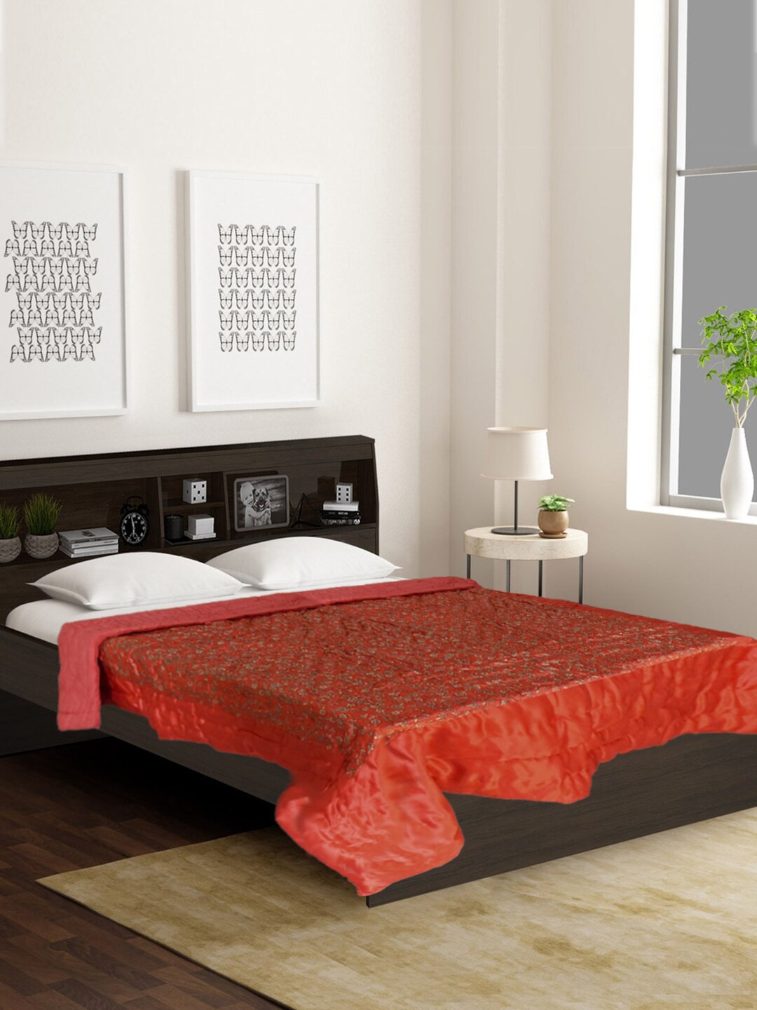 

Kuber Industries Maroon & Cream-Coloured 300 GSM Single Bed Floral Mild Winter Blanket