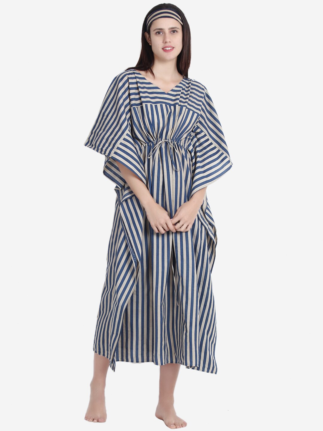 

Anaario Beige Striped Maxi Nightdress