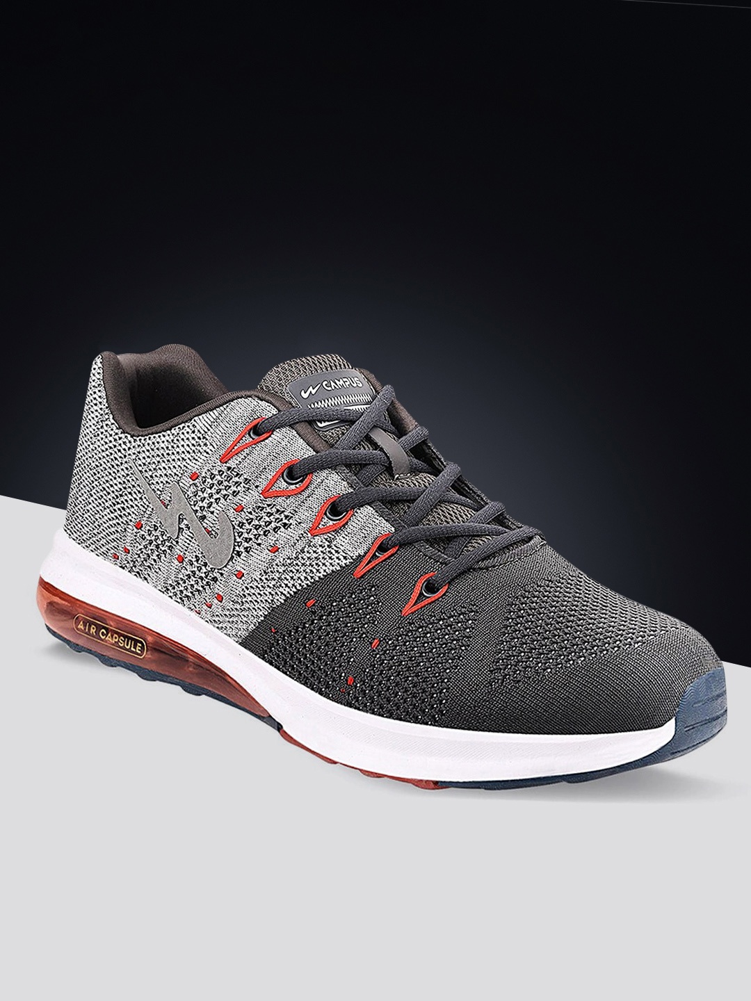 

Campus Men Grey & Black Mesh Running Sports Shoes