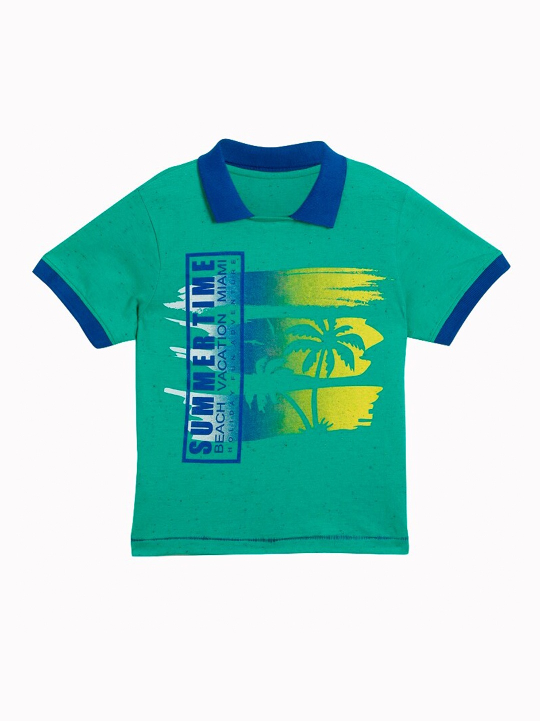 

UNDER FOURTEEN ONLY Boys Green Printed Cotton T-shirt