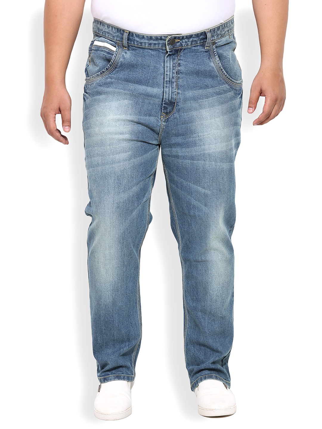 

John Pride Plus Size Men Blue Smart Fit Mid-Rise Clean Look Jeans