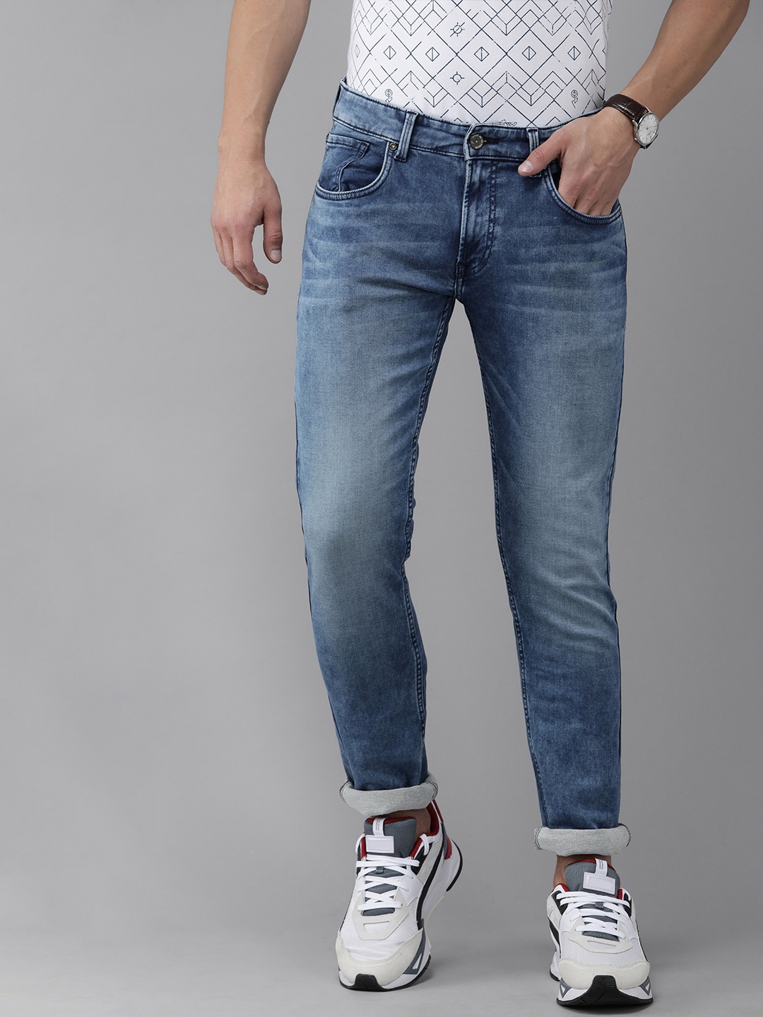 

SPYKAR Men Blue Rover Regular Fit Light Fade Low riseStretchable Jeans