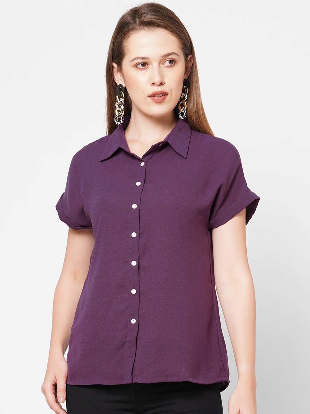 

109F Women Purple Shirt Style Top