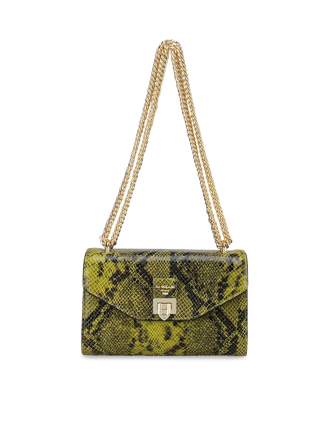 

Da Milano Green Animal Printed Leather Structured Sling Bag