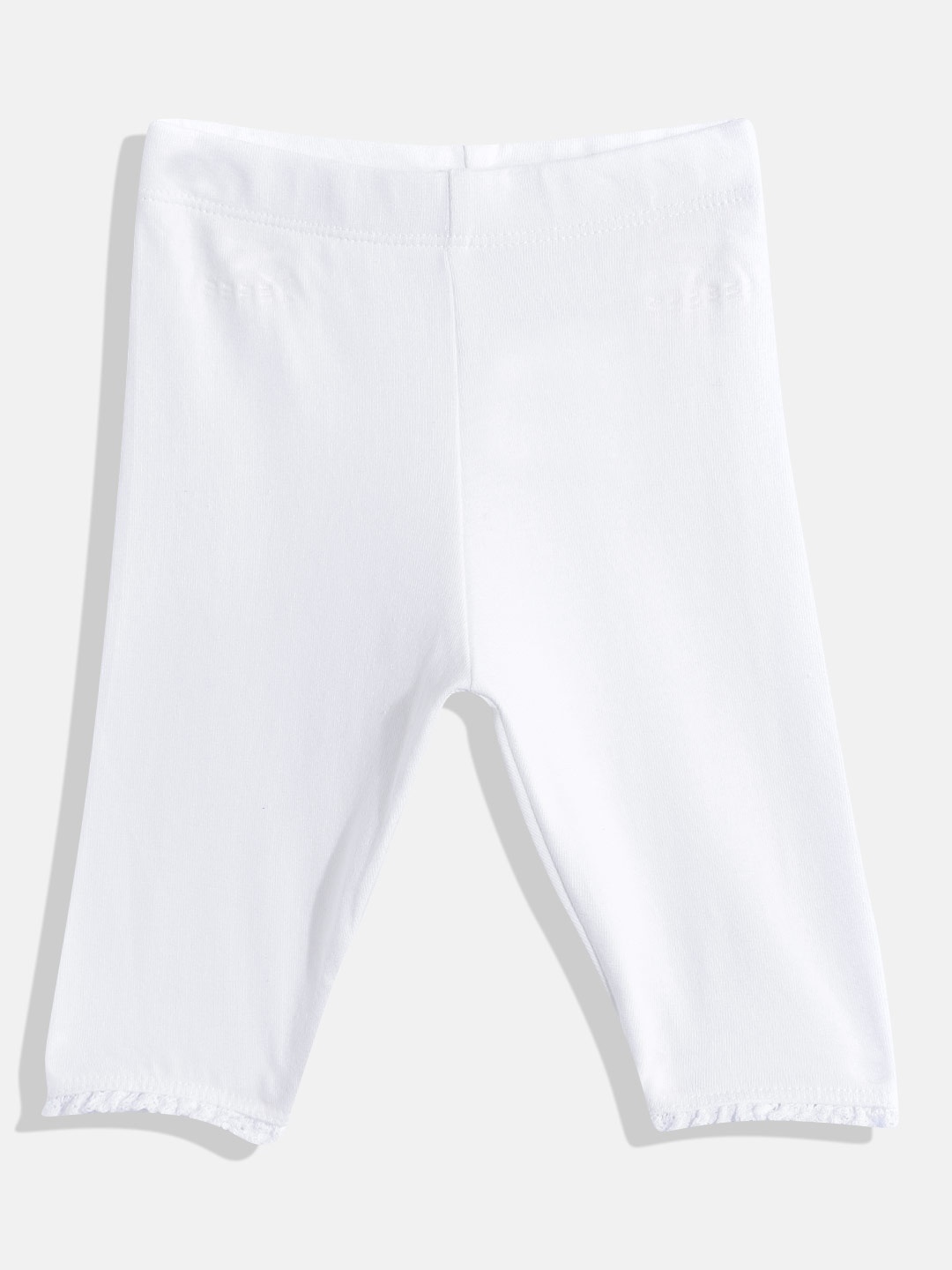 

mothercare Girls White Solid Leggings with Lace Detail