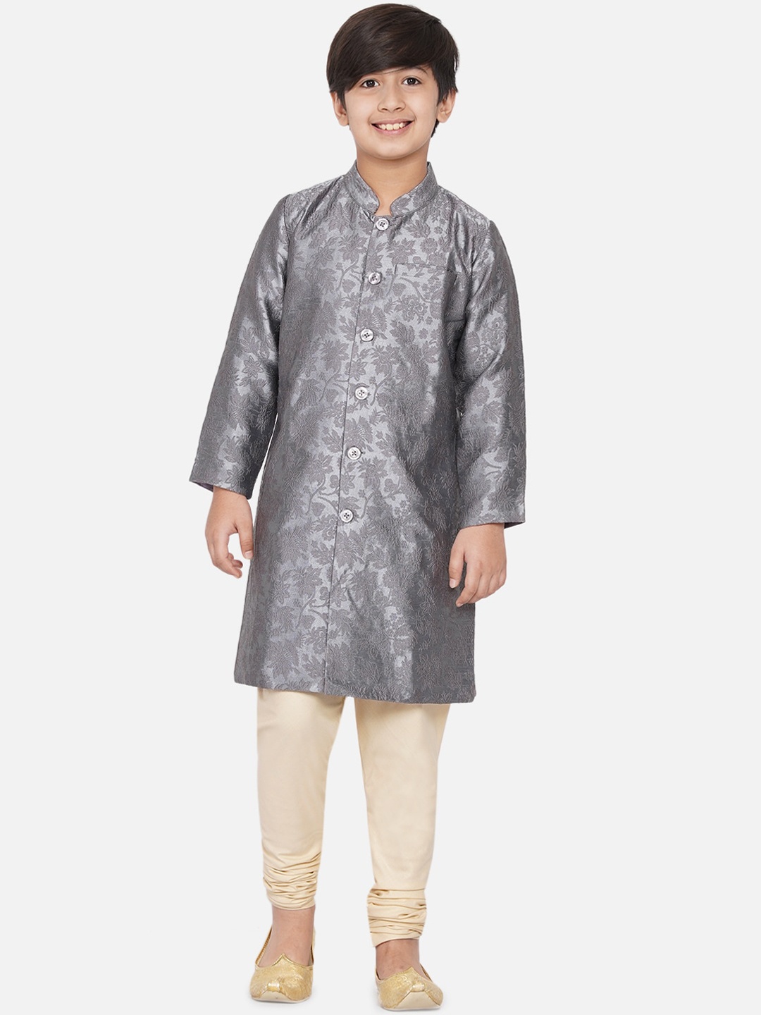 

titliyan Boys Grey Ethnic Motifs Embroidered Thread Work Kurta