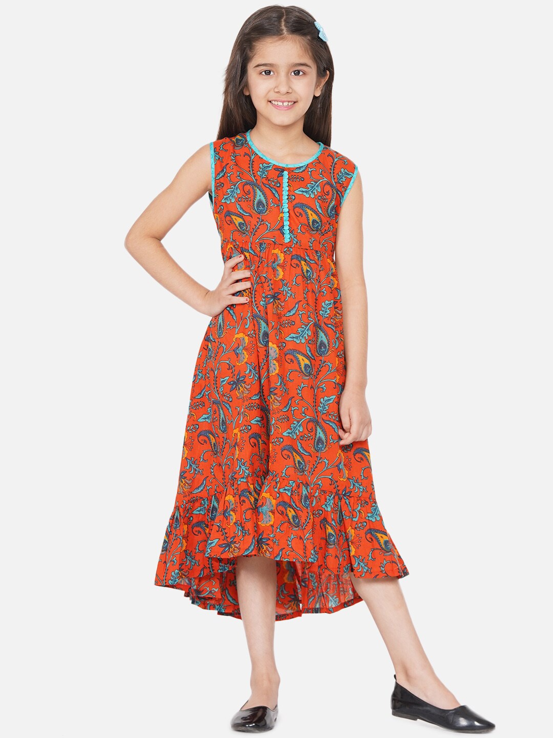 

titliyan Red Floral A-Line Midi Dress