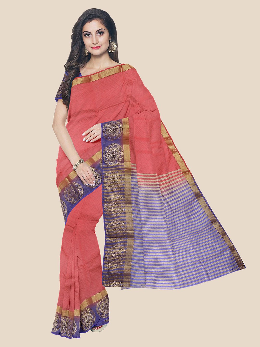 

Kalamandir Red & Blue Abstract Printed Pashmina Saree