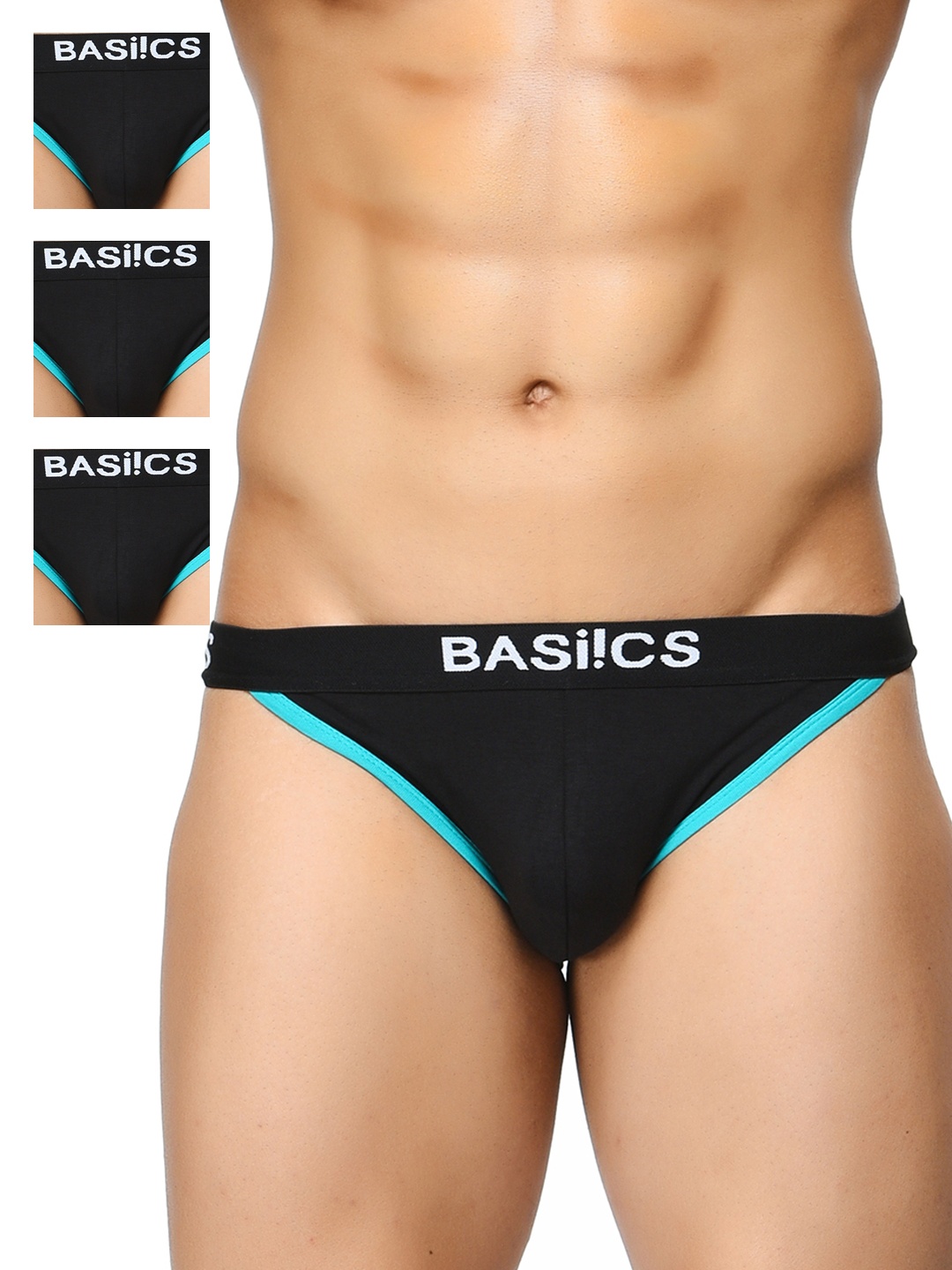 

BASIICS by La Intimo Men Pack of 3 Black Briefs BCSBR020C222