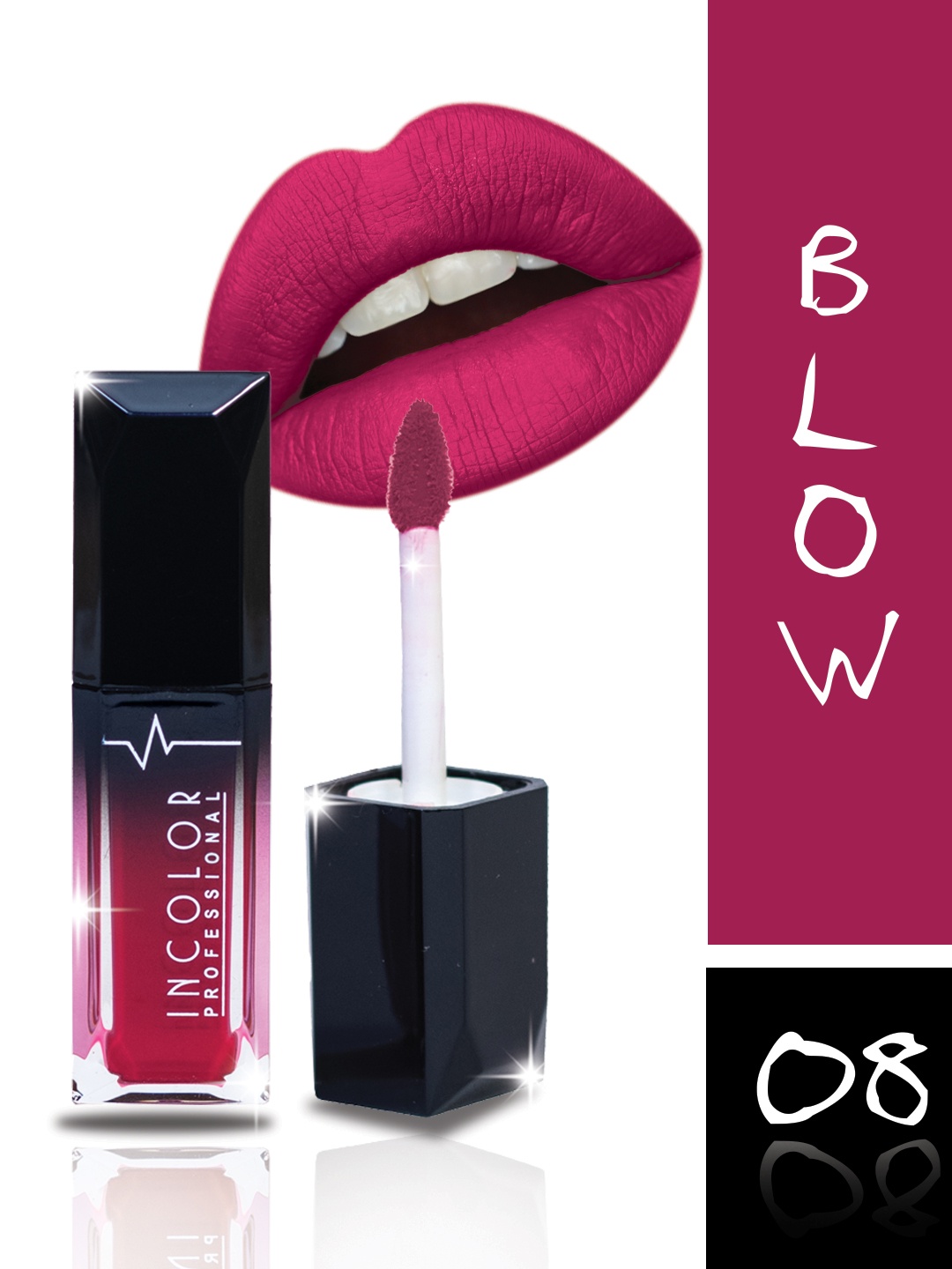 INCOLOR Pink Professional Matte Mini Lip Gloss- Blow 08