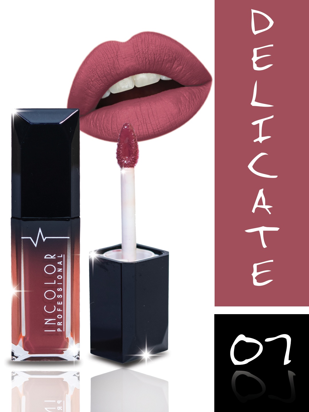 

INCOLOR Professional Matte Mini Lip Gloss - Delicate 07, 8 ml, Red
