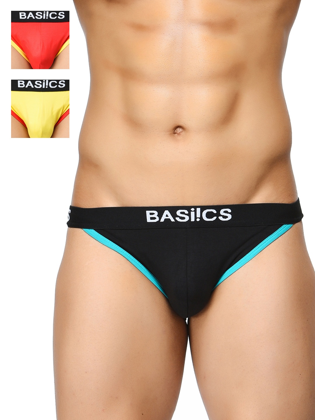

BASIICS by La Intimo Men Pack of 3 Briefs BCSBR020C236, Black