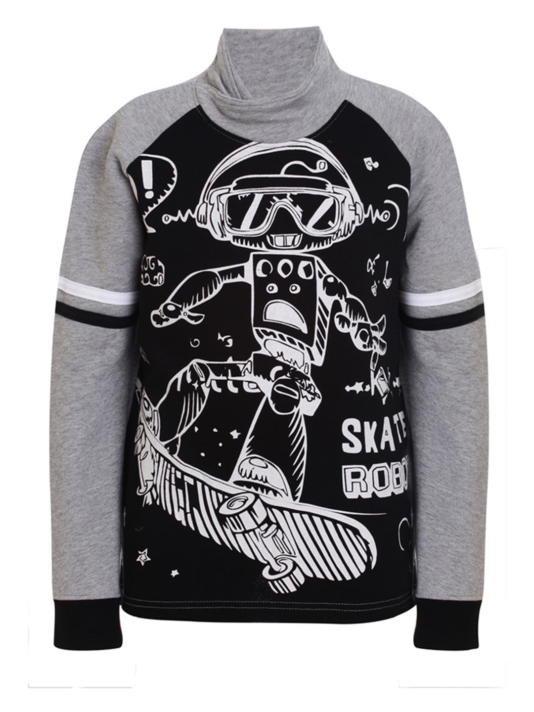 

UNDER FOURTEEN ONLY Boys Black & White Printed High Neck T-shirt